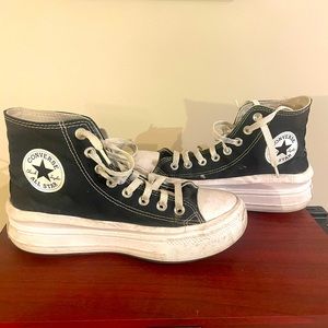 Platform Converse Chuck Taylor’s, black, size 8, very worn